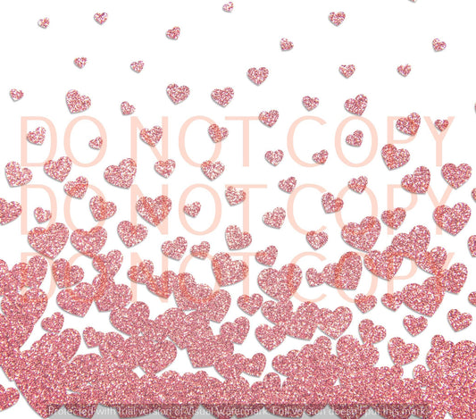 Pink glitter hearts sublimation 20oz tumblr transfer