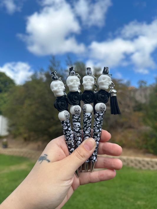 White Skull head pen with tassel (Ready to ship - 1- 3 business days)