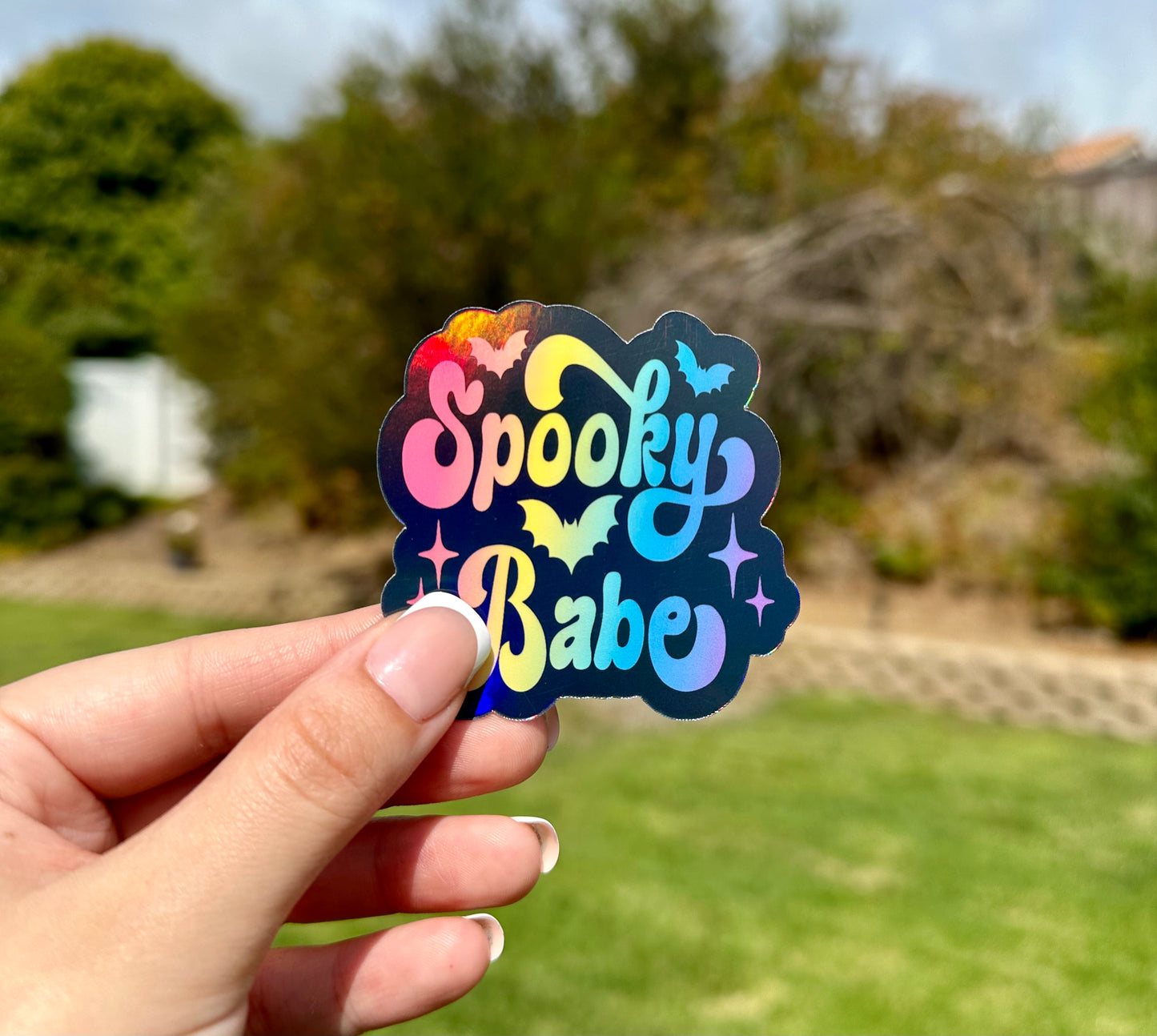 Holo 2 Inch Spooky babe waterproof vinyl sticker