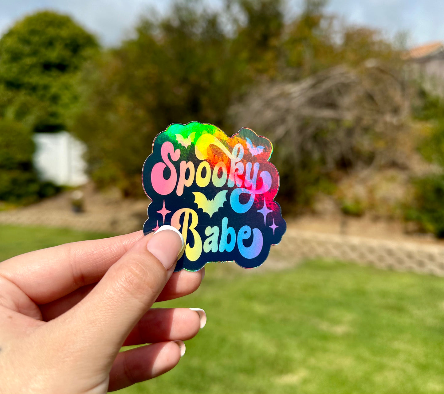 Holo 2 Inch Spooky babe waterproof vinyl sticker