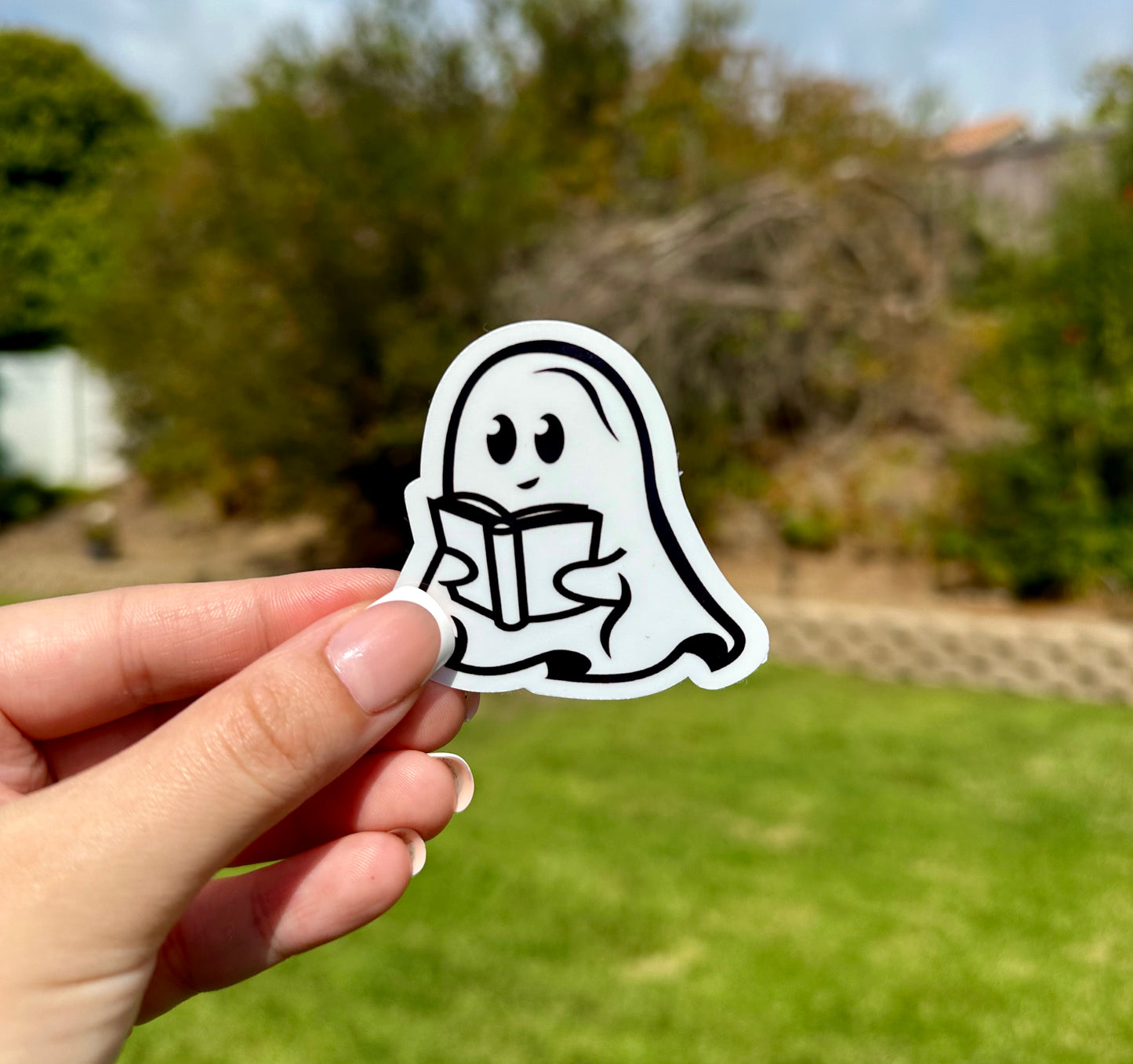 2 Inch Ghost & book Waterproof sticker