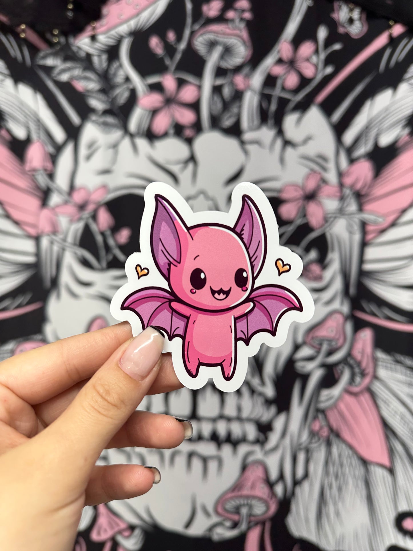 2 Inch Pink Bat stickers Waterproof Vinyl Sticker