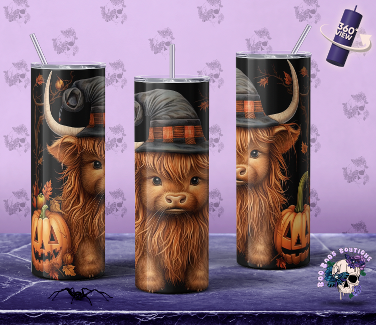 Wholesale brown/black Spooky cow 20oz Tumbler MTO