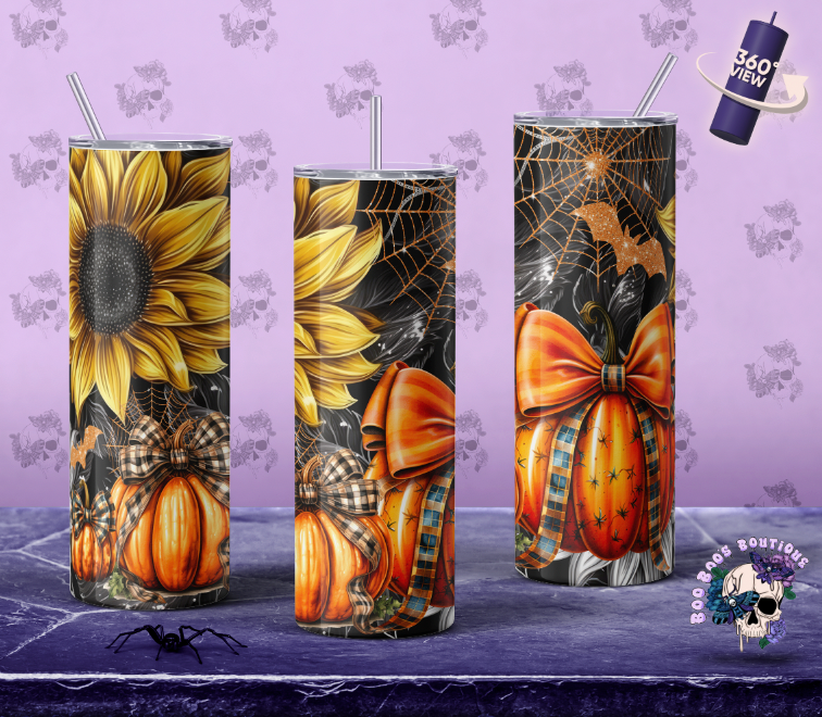 Spooky sunflowers & pumpkins 20oz Tumbler MTO