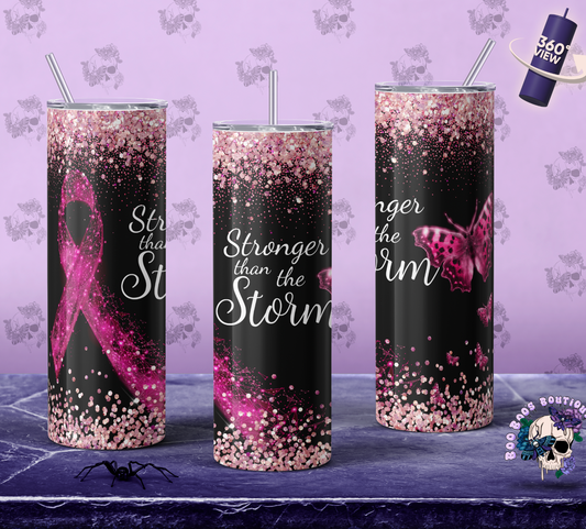 breast cancer stronger than the storm 20oz tumbler MTO