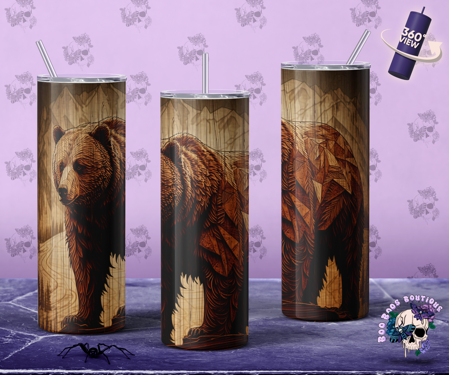 wood grain bear 20oz Tumbler MTO