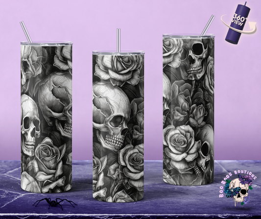 Skull B&G Roses 20oz Tumbler MTO (7 business days)