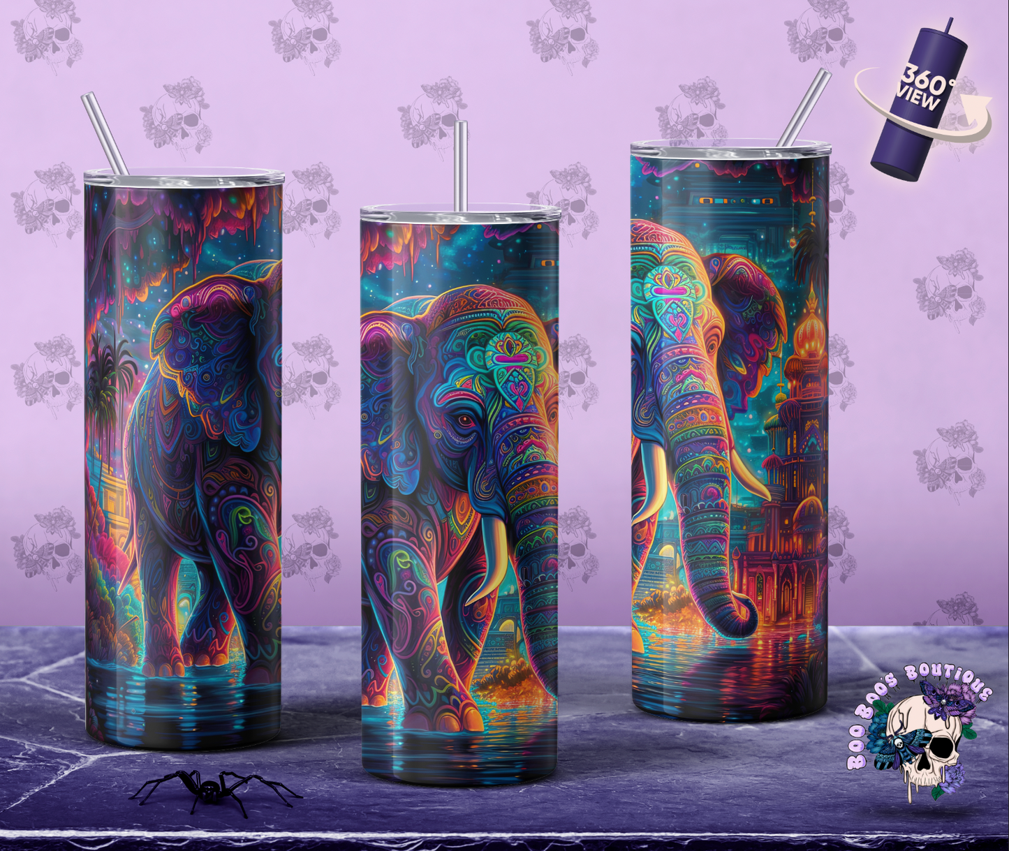 Multi Vibrant Elephant 20oz Tumbler MTO (7 business days)