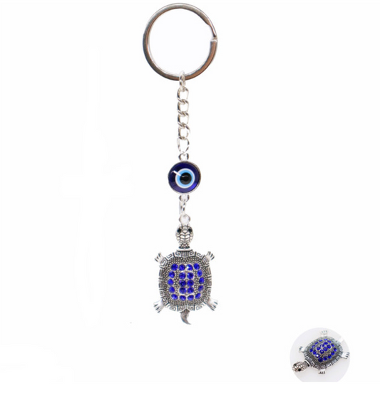 Evil eye turtle keychain