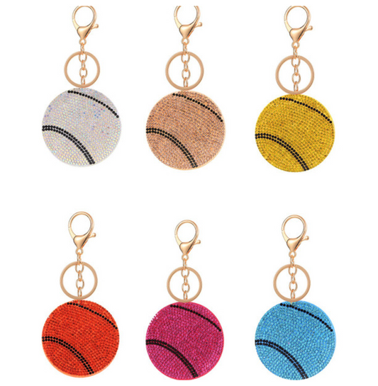 Rhinestone Baseball Keychains