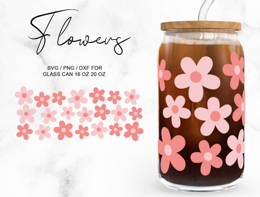 16oz Vinyl wrap - pink flowers