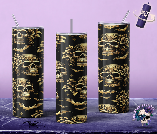 Skull & gold bats 20oz tumbler