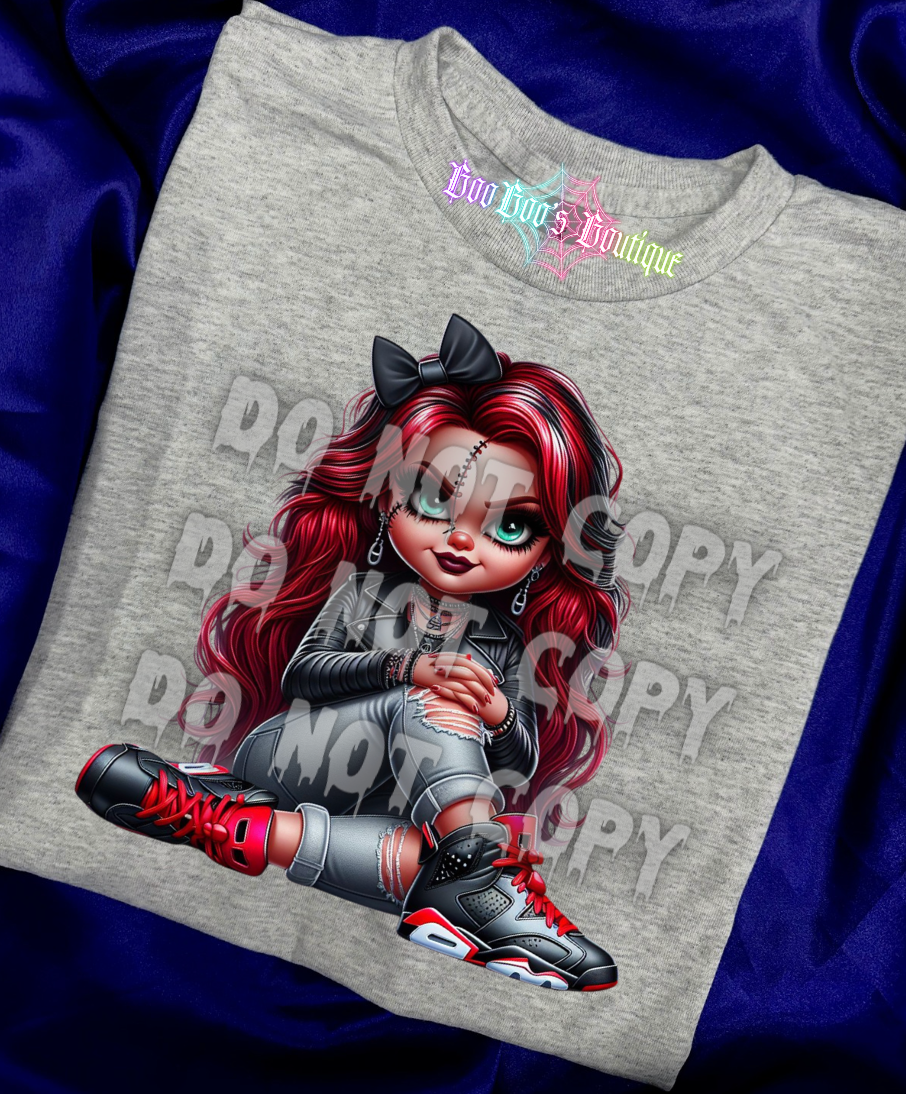 Tiff Red Hair with black bow Sublimation Unisex Tshirt (7 business days)