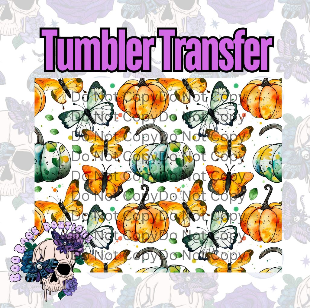 Watercolor pumpkins & butterflies TRANSFER