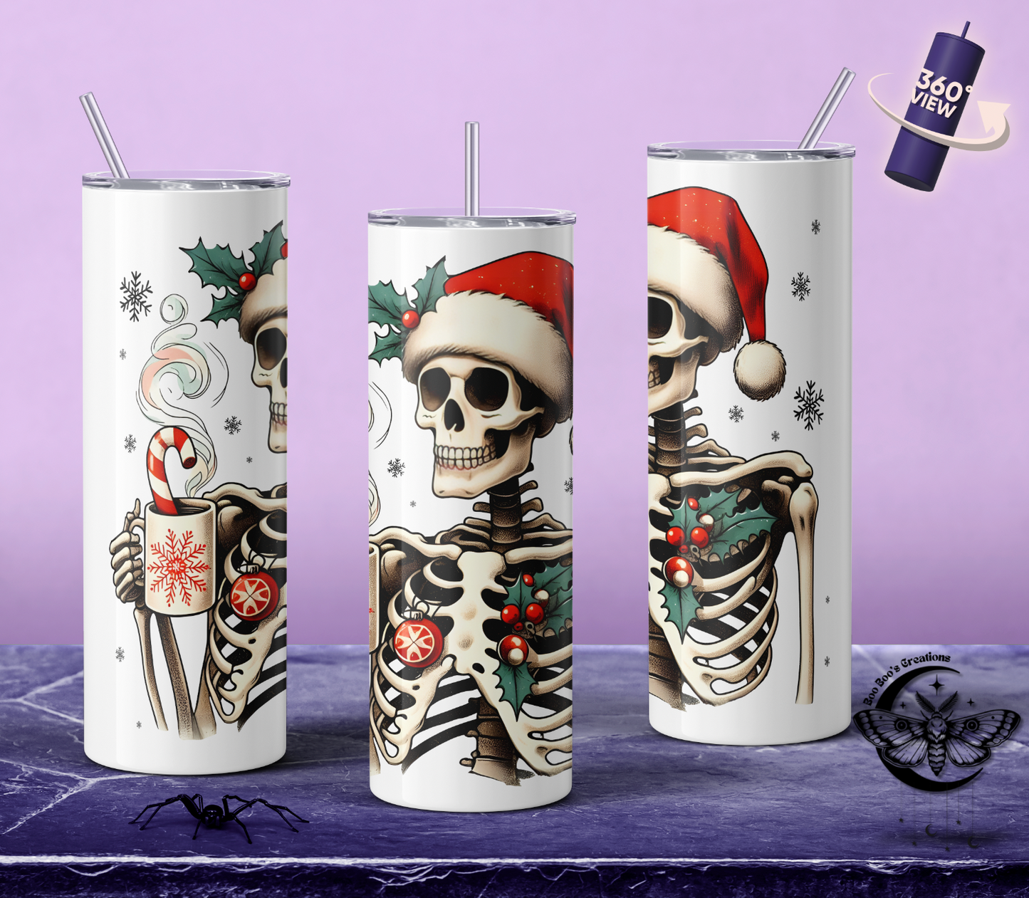 Skelly & Santa hat 20oz Stainless steel tumbler (7-10 business days MTO)