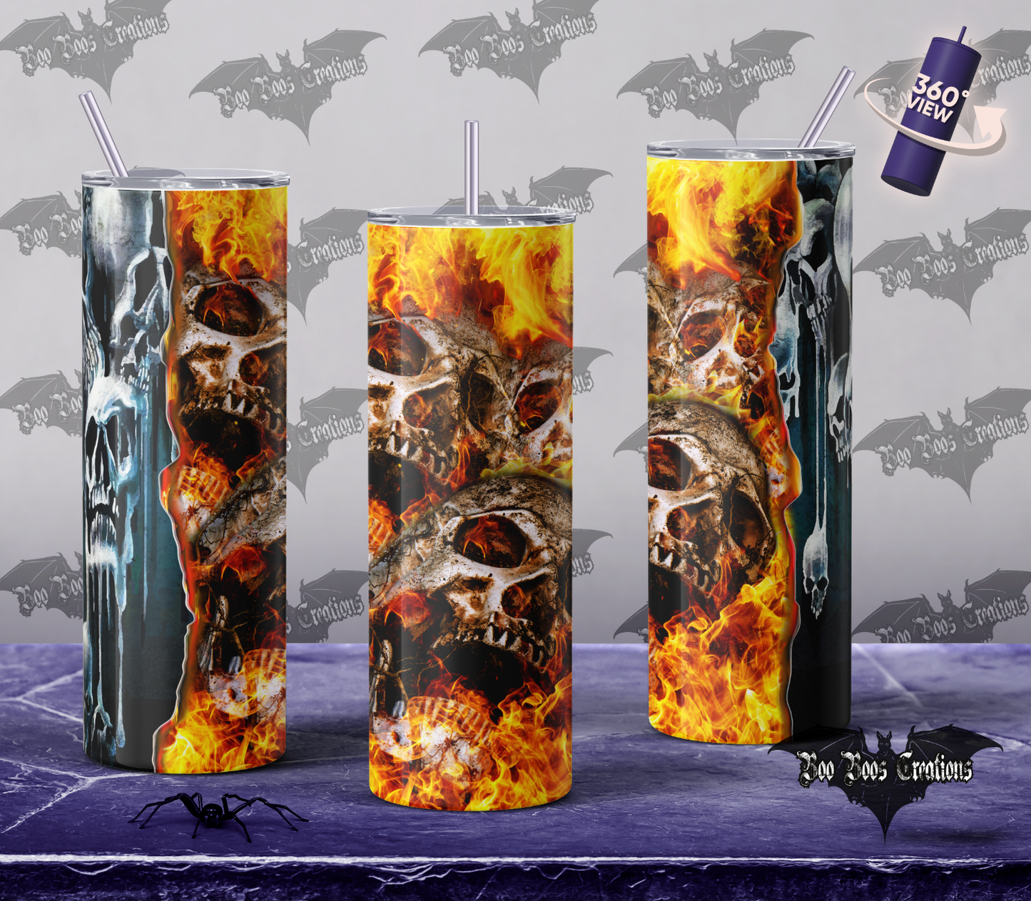 Skulls & fire 20oz stainless steel tumbler (1-5 business days)