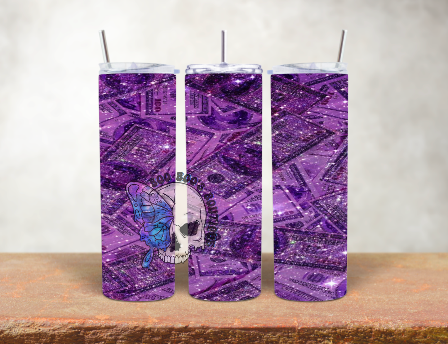 Hundred dolla Purple 20oz Double Insulated Tumbler sublimated ( 7 to 10 business  days)