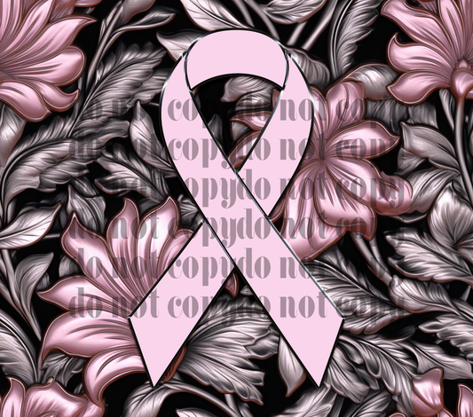 Floral breast cancer ribbon 20oz Sublimation transfer (S)