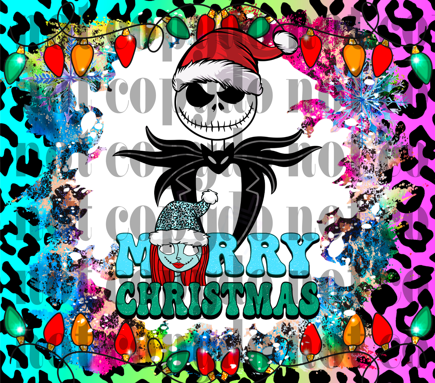 Multi Leopard Merry christmas Skelly N/B/C sublimation tumbler transfer