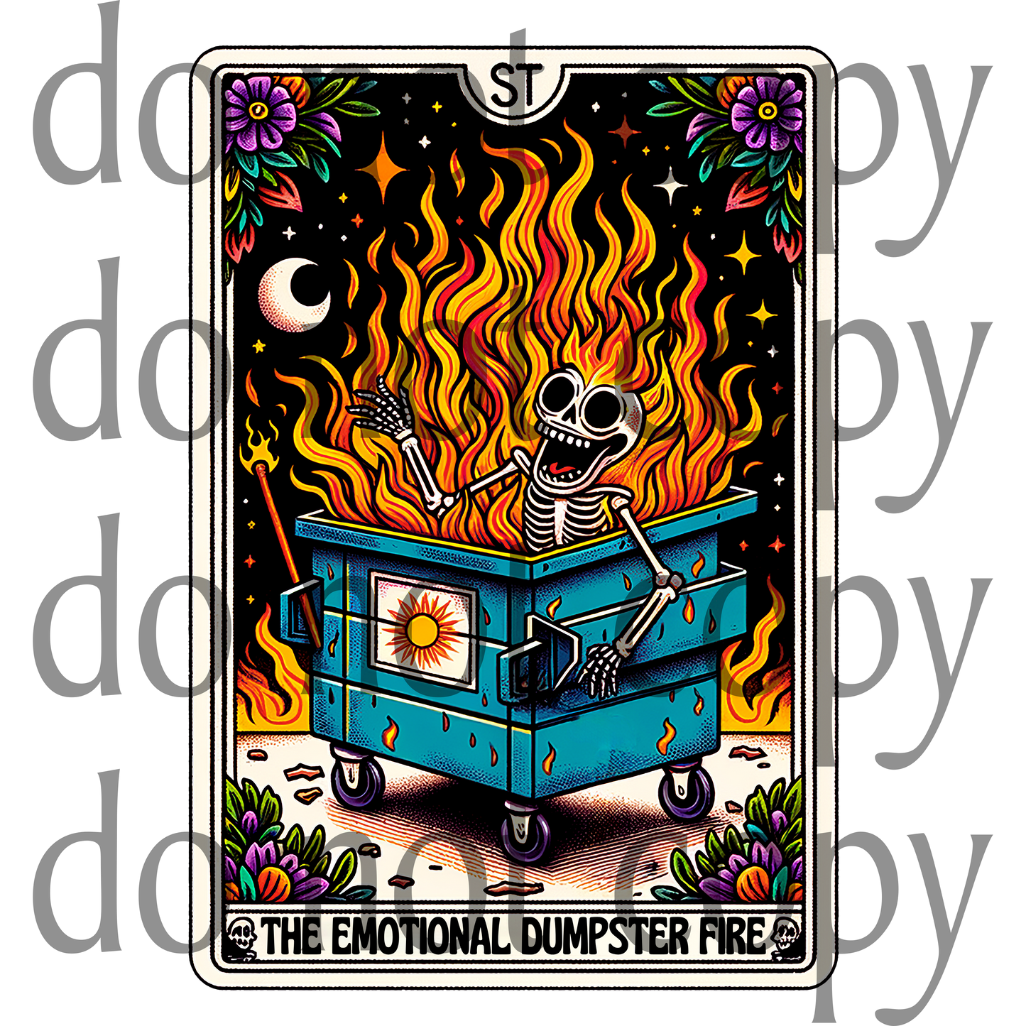 11 inch Emotional dumpster fire sublimation tshirt transfer