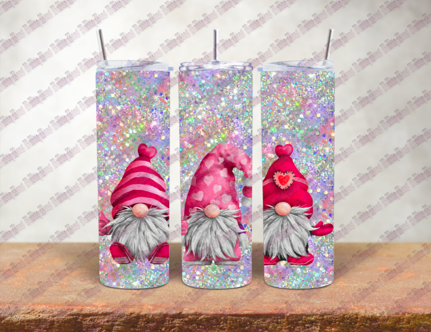 Glitter sparkle Gnomes 20oz Sublimation transfer