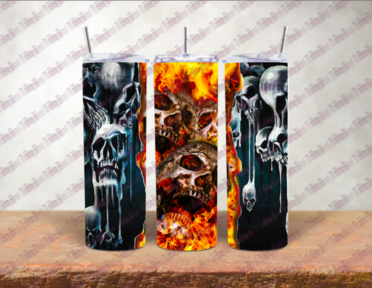 Skulls & fire 20oz Sublimation transfer